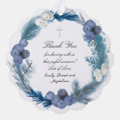 Carte Décorative cadre bleu aquarelle Baptême merci (Verso)