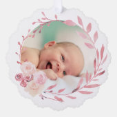 Carte Décorative cadre d'aquarelle rose Baptême merci (Recto)