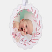 Carte Décorative cadre d'aquarelle rose Baptême merci (Gauche)