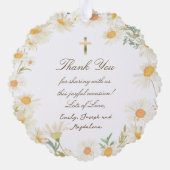 Carte Décorative cadre de marguerites Baptême merci (Verso)
