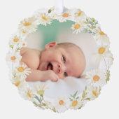 Carte Décorative cadre de marguerites Baptême merci (Recto)