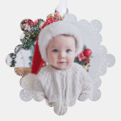 Carte Décorative Cadre neigeux simple une photo verte Joyeux Noël (Recto)