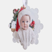 Carte Décorative Cadre neigeux simple une photo verte Joyeux Noël (Gauche)