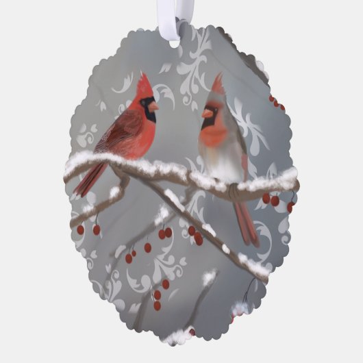 Carte Décorative Cardinaux sur une branche de neige (Gauche)