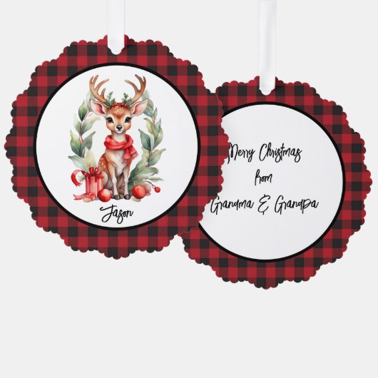 Carte Décorative Cerf de Noël avec Écharpe rouge (Recto/Verso)
