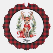 Carte Décorative Cerf de Noël avec Écharpe rouge (Recto)