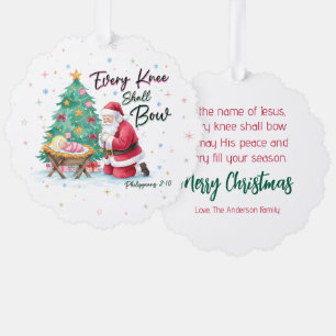 Carte Décorative Chaque genou fléchira Santa et Nativité de Noël