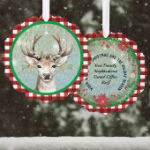 Carte Décorative Charming Deer on Red White Plaid Company Christmas