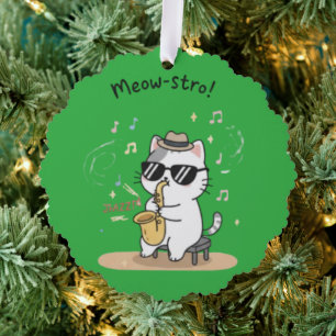 Carte Décorative Chat drôle joueur de saxophone Jazz