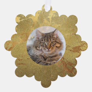 Carte Décorative Chat en marbre or élégant