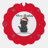 Carte Décorative chat moderne rouge joyeux flocon de neige Noël cha (Recto)