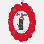 Carte Décorative chat moderne rouge joyeux flocon de neige Noël cha (Gauche)