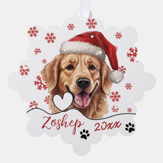 Carte Décorative Chien de Noël Golden Retriever Personnalisé (Recto)