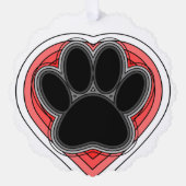 Carte Décorative Chien Paw Dans Le Coeur Rouge Avec Les Outlines (Recto)