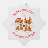 Carte Décorative Chiens Père Noël et rennes (Verso)