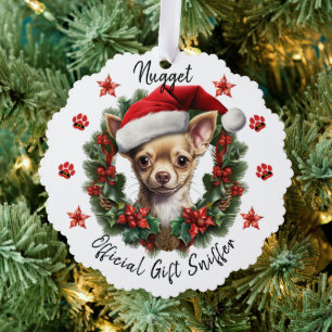 Carte Décorative Chihuahua Santa Hat couronne de Noël