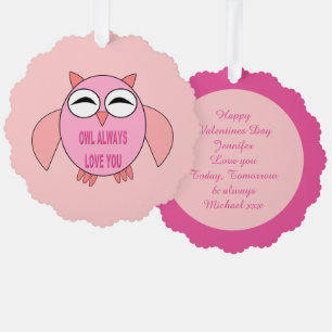 Carte Décorative Chouette de message d'amour mignonne personnalisée
