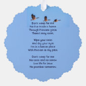 Carte Décorative Christian Memorial Keepsake Canada Goose Outdoors (Verso)