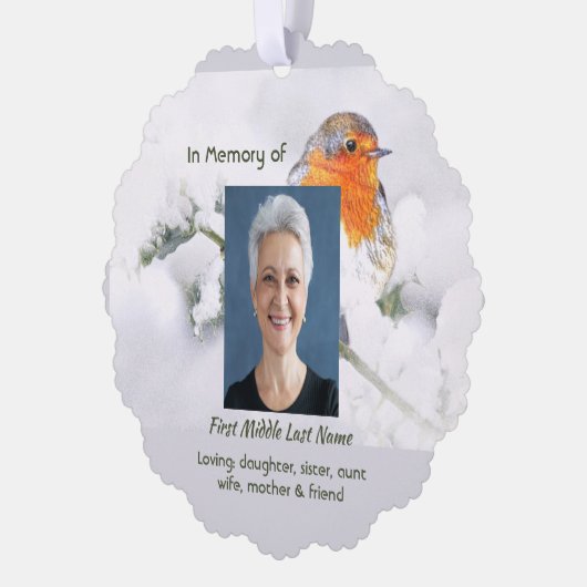 Carte Décorative Christian Memorial Keepsake English Robin Bird (Gauche)