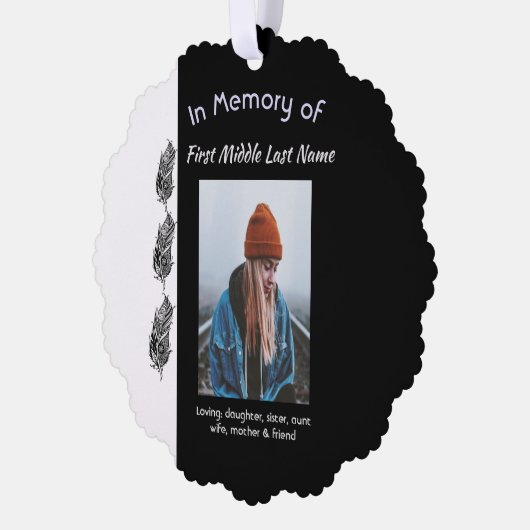 Carte Décorative Christian Memorial Keepsake Feather Tribal Boho (Gauche)