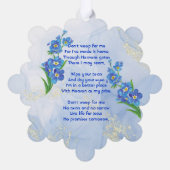 Carte Décorative Christian Memorial Keepsake Forget me Not" Flowers (Verso)