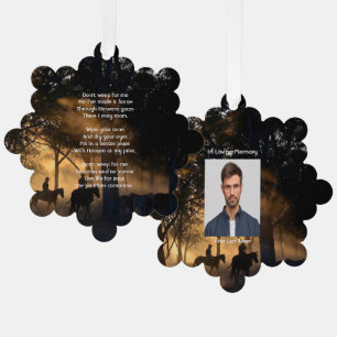 Carte Décorative Christian Memorial Photo Forest Trail Walk Horses