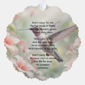 Carte Décorative Christian Memorial Photo Keepsake Hummingbird (Verso)