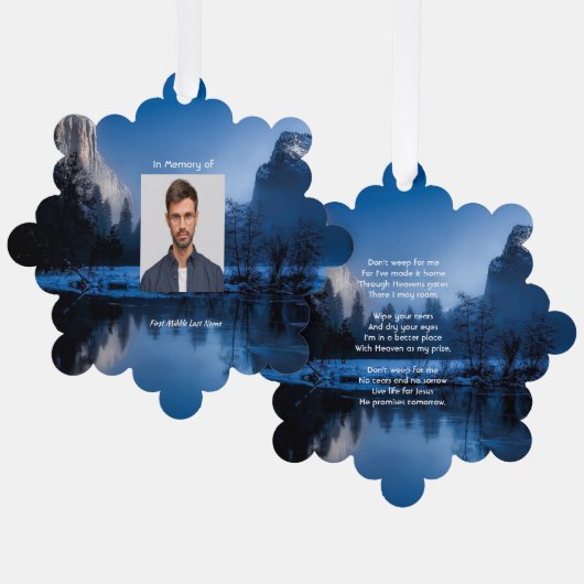 Carte Décorative Christian Memorial Photo Mountain Lake Winter Snow (Recto/Verso)