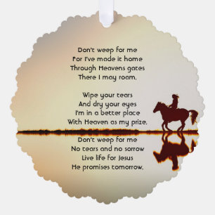 Carte Décorative Christian Memorial Photo Prière Horse Retour équit