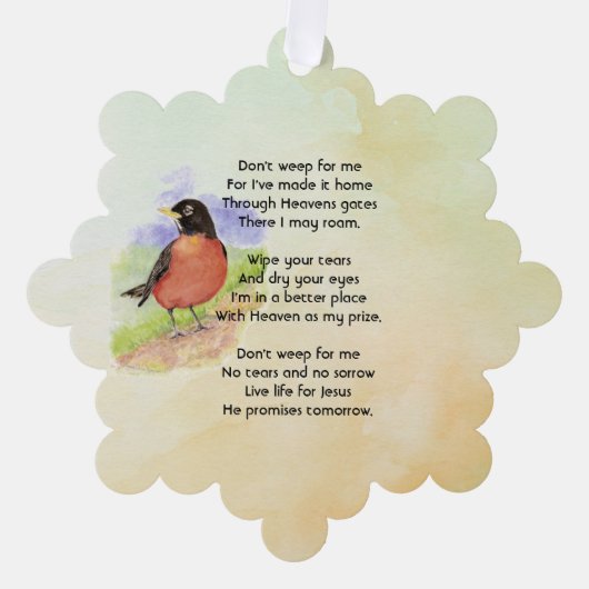 Carte Décorative Christian Memorial Photo Robin Garden Bird (Recto)