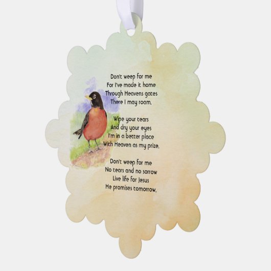 Carte Décorative Christian Memorial Photo Robin Garden Bird (Gauche)