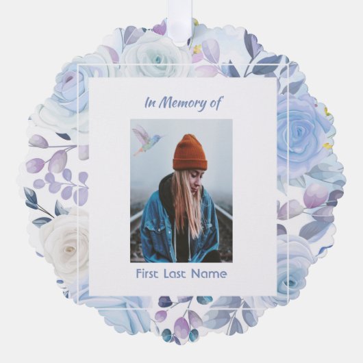 Carte Décorative Christian Memory Keepsaké Hummingbird Roses bleus (Recto)