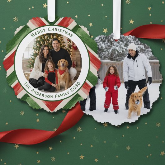 Carte Décorative Christmas Red Green Chevron Easy 2 Photos