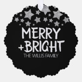 Carte Décorative Christmas Sparkle Stars Joyeux Nom de famille (Recto)