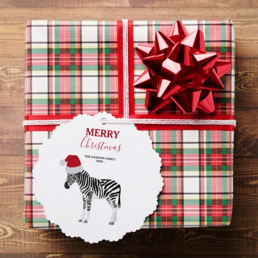 Carte Décorative Christmas Zebra Funny Animal avec le cadeau de San (Insitu (Cadeau))