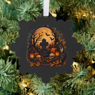 Carte Décorative Cimetière gothique hanté au clair de lune Hallowee
