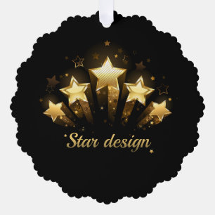 Carte Décorative Cinq étoiles d'or en noir