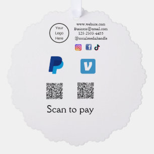 Carte Décorative Code QR PayPal venmo scan pay ajouter médias socia