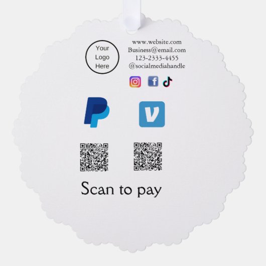 Carte Décorative Code QR PayPal venmo scan pay ajouter médias socia (Recto)