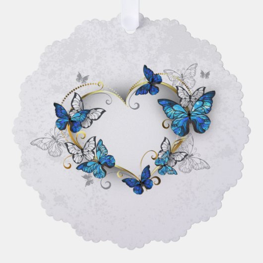 Carte Décorative Coeur bijoux avec papillons Morpho (Recto)