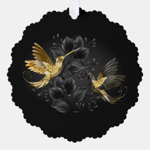 Carte Décorative Colibri noir et or