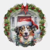 Carte Décorative Collie Chien à Santa Hat Porte d'entrée Noël (Recto)