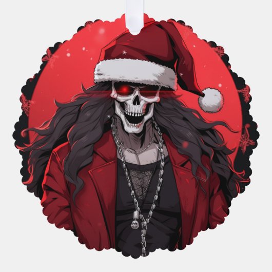 Carte Décorative Cool Goth Punk Crâne Anime Père Noël Demon (Recto)
