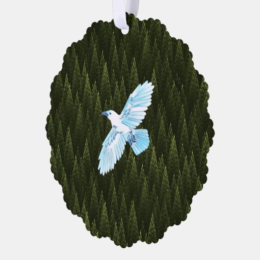 Carte Décorative Corbeau blanc sur conifères fragiles (Gauche)