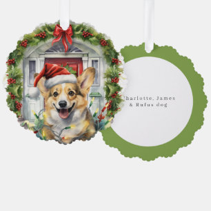 Carte Décorative Corgi Chien à Santa Hat Porte d'entrée Noël