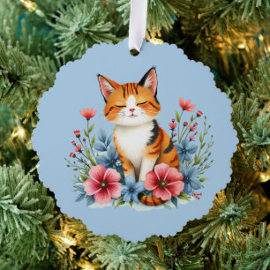 Carte Décorative Cottagecore Floral Chat Serene Feline Botanique