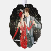 Carte Décorative couple de Noël Art déco rétro (Gauche)