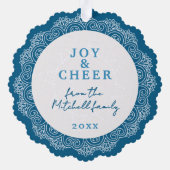 Carte Décorative Couronne de Mandala blanche ivoire sur bleu (Verso)