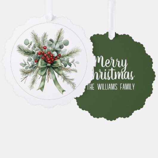 Carte Décorative Couronne de Noël botanique (Recto/Verso)