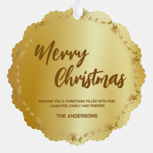 Carte Décorative Couronne de Noël élégante en or Père Noël traîneau